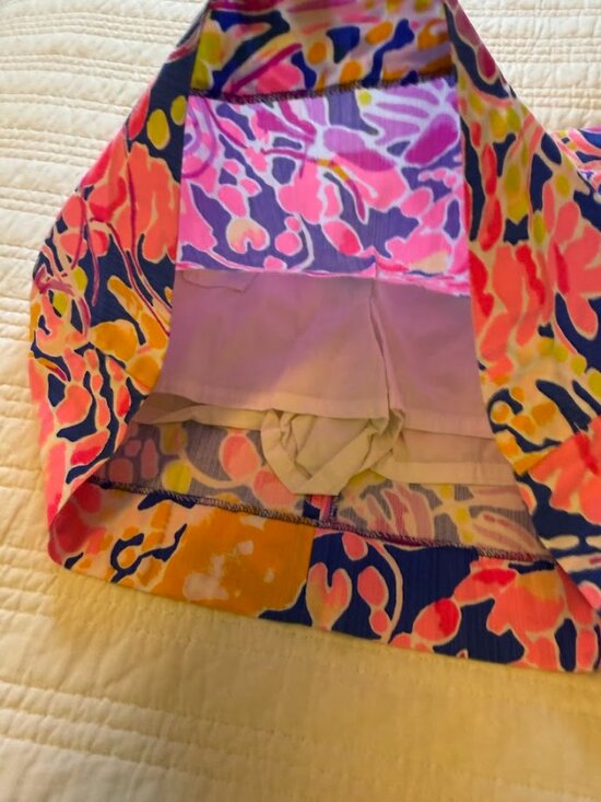 Lilly Pulitzer Marigold Brilliant Blue Catch Release Skort Gold Sz 8 Pocket Zip - Picture 2 of 6